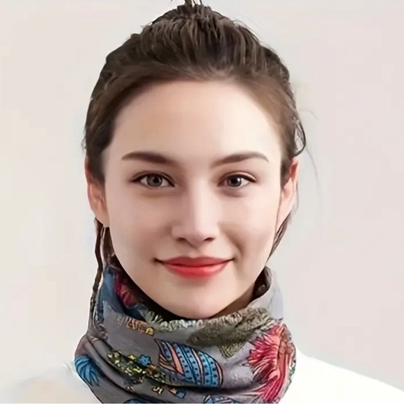 Vintage Floral Slouchy Beanie Cap for Women - Polyester Knit Fabric, - Picture 2 of 3